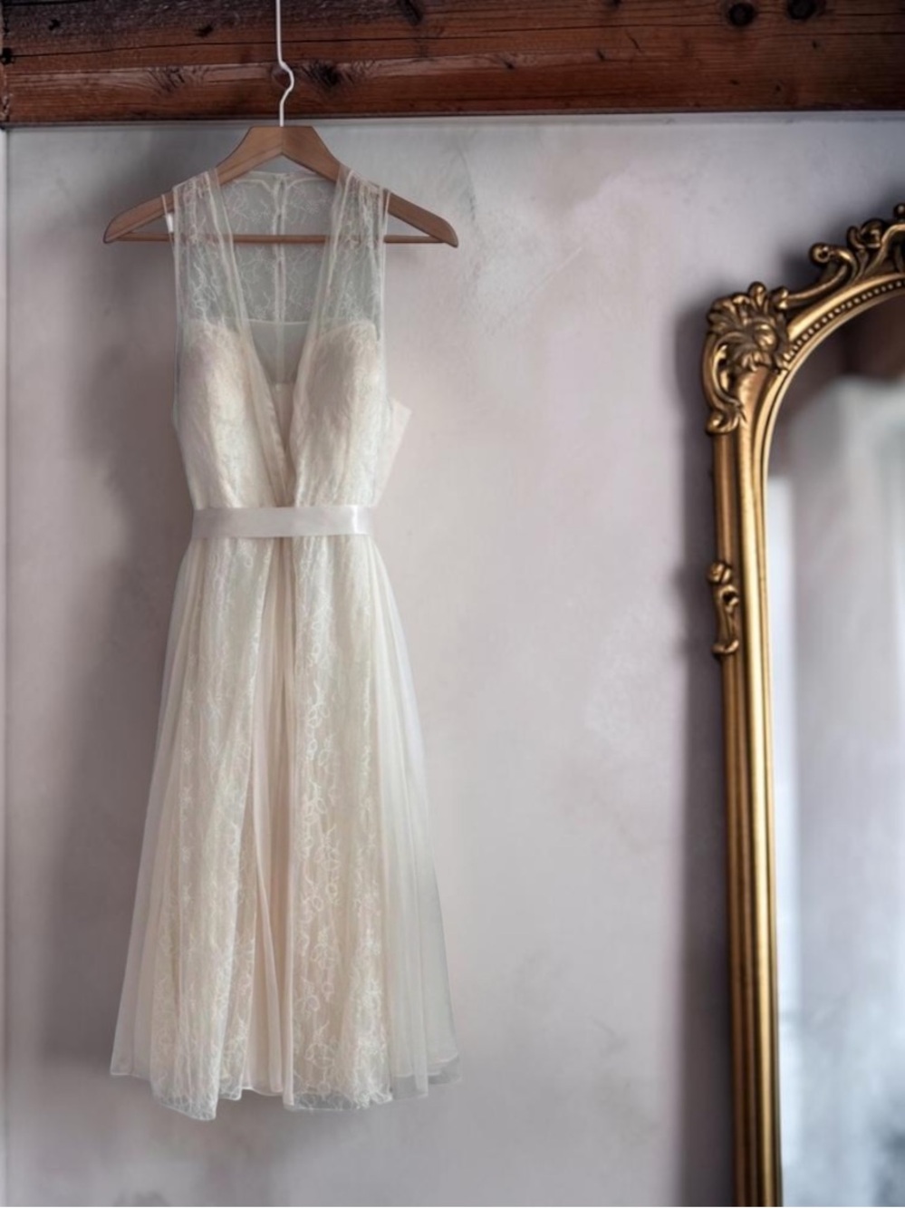 VTG Silk Lace Tulle Fairy Coquette Cottagecore Romantic Sleeveless Dress Size 10